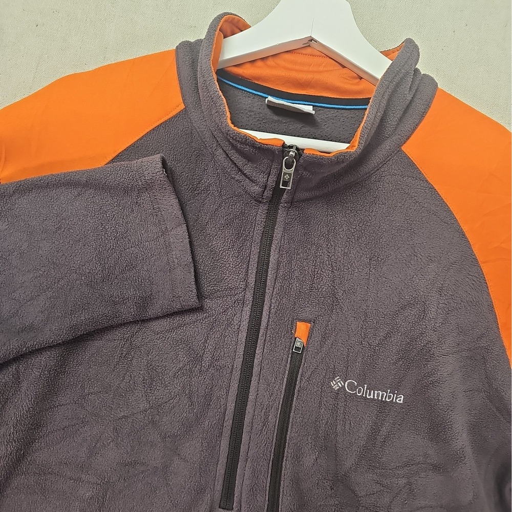 Columbia Elevator Shaft Hybrid Men's XL Brown Orange 1/2 Zip Pullover Sweatshirt